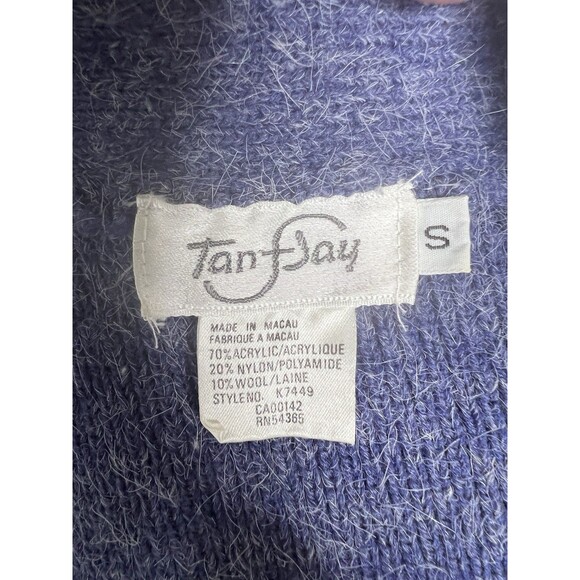 Vintage TanJay Knit Sweater Vest Sz S Purple V-Neck Collard Cottagecore Grandma - Picture 6 of 8